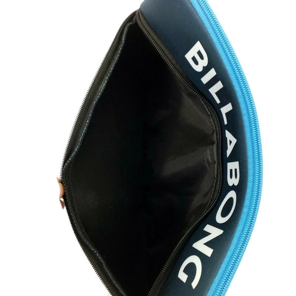 Billabong Jumbo Spell Out Blue Striped Wave Neoprene Scuba Zippered Pouch NWOT - Picture 3 of 8